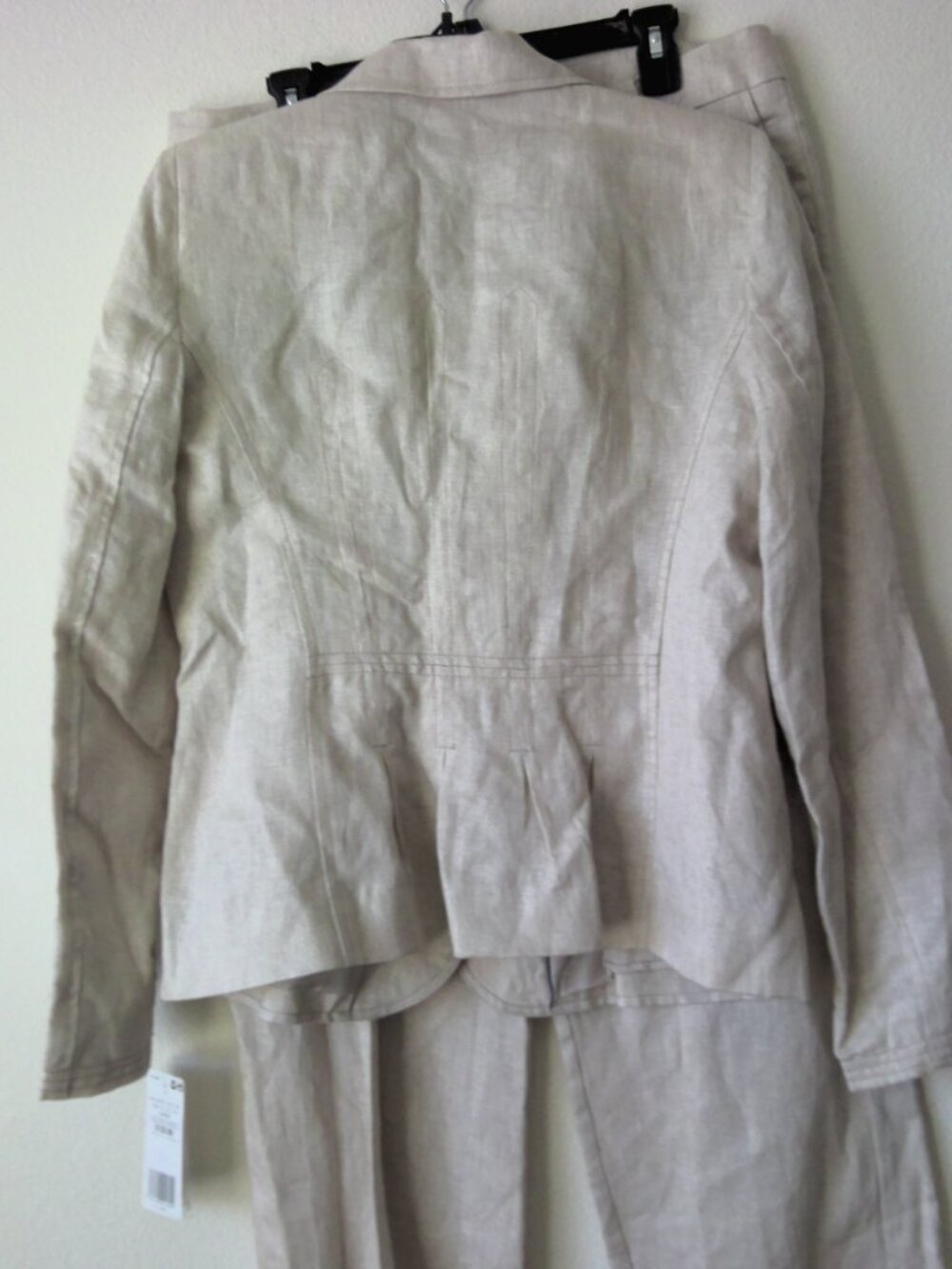 2-PC Linen-pleated front jacket & pant set by MNG MANGO size 12L in Wheat NWT - Picture 8 of 15